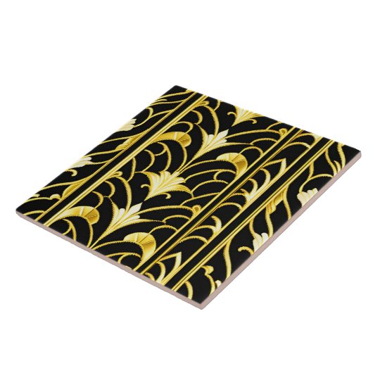 Art Deco Modern Zwart Goud Collectie Tegeltje (Zijkant)