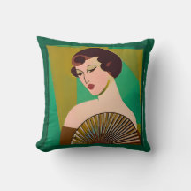Art Deco Moderne Dame met een Fan