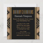 Art déco moderne Gold 50th Birthday Invitation (Dos)