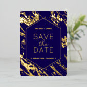 Art Deco Moderne Hexagon bruiloft Save the Date Folie Uitnodiging (Staand Voorkant)
