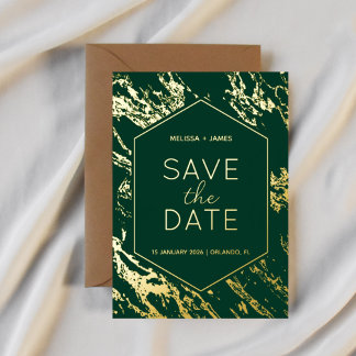 Art Deco Moderne Hexagon bruiloft Save the Date Folie Uitnodiging