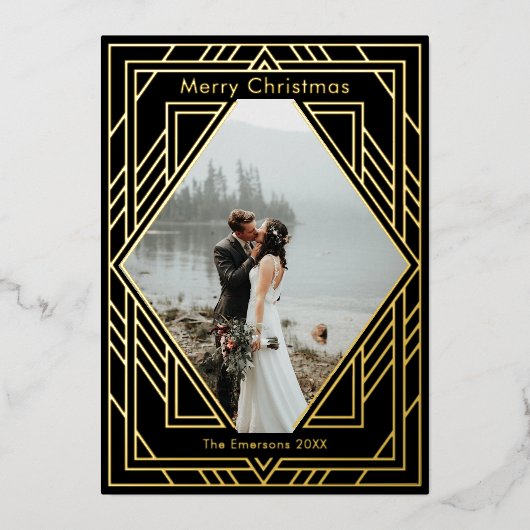 Art Deco Moderne kerstfeestdag Kaart (Voorkant)