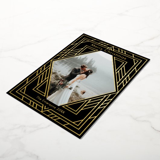 Art Deco Moderne kerstfeestdag Kaart (Gedraaid)