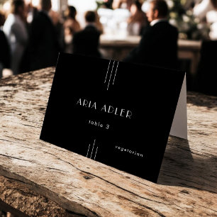 Art déco moderne Mariage noir Cartes de séjour / T