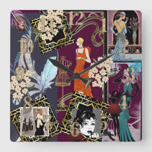 Art Deco Modeshow Scene Vierkante Klok