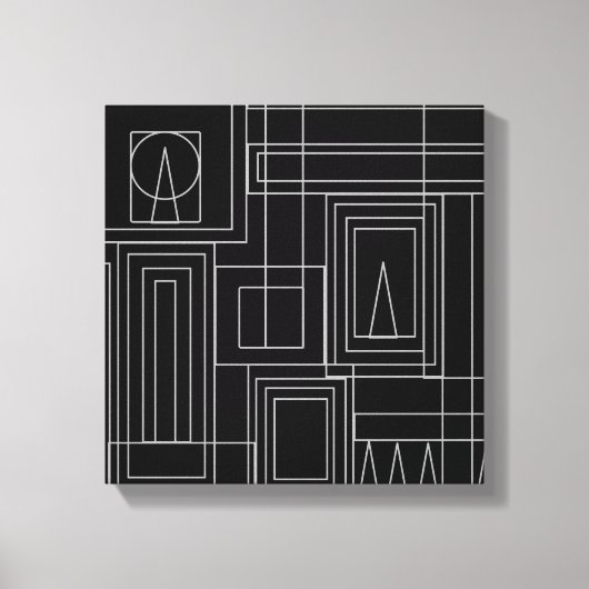 Art Deco Monochroom Print omwikkeld canvas (Voorkant)