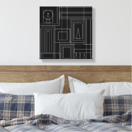 Art Deco Monochroom Print omwikkeld canvas