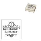 Art Deco Monogram | Aangepast naam en retouradres Rubberstempel (Gestempeld)