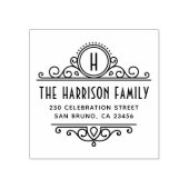 Art Deco Monogram | Aangepast naam en retouradres Rubberstempel (Afrduk)