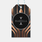 Art Deco Monogram Circle Name Design Cadeaulabel (Achterkant)