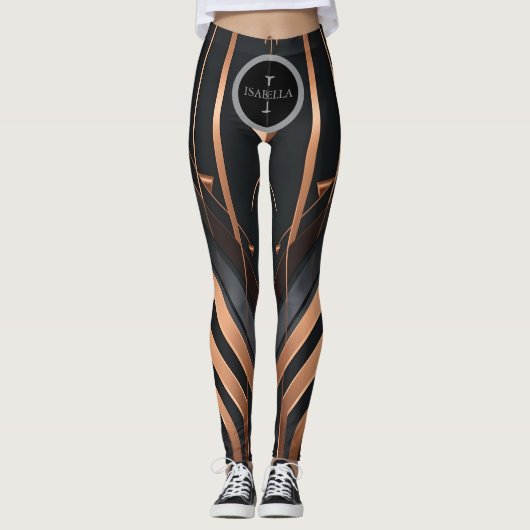 Art Deco Monogram Circle Name Design Leggings (Voorkant)