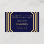  Art Deco Monogram Gold/marine Visitekaartje (Achterkant)