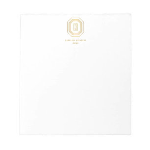 Art Deco Monogram Gold/Wit Notitieblok