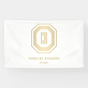  Art Deco Monogram Gold/Wit Spandoek