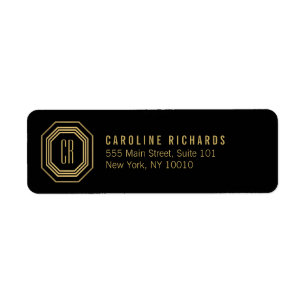 Art Deco Monogram Gold/zwart Etiket