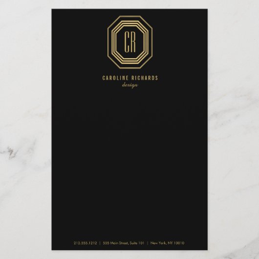Art Deco Monogram Gold/zwart Flyer (Voorkant)