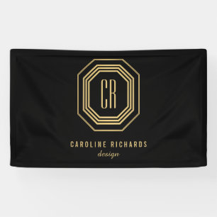  Art Deco Monogram Gold/zwart Spandoek