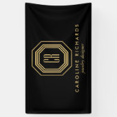  Art Deco Monogram Gold/zwart Spandoek (Verticaal)