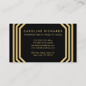 Art Deco Monogram Gold/zwart Visitekaartje (Achterkant)