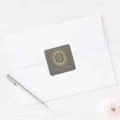  art deco monogram goud/grijs vierkante sticker (Envelop)