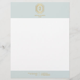 Art Deco Monogram Goud/Munt Briefhoofd