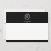 Art Deco Monogram Grijs/Zwart Platte Notecard Kaart (Voorkant)
