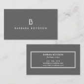 ART DECO MONOGRAM INITIAAL LOGO in GRIJS en WIT Visitekaartje (Voorkant / Achterkant)