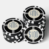 Art Deco Monogram Initialen Gepersonaliseerde Poke Poker Chips (Opstapeling)