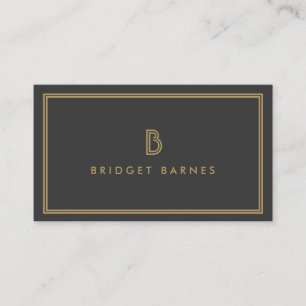 ART DECO MONOGRAM INITIALEN LOGO in GOUD en GRIJS Visitekaartje