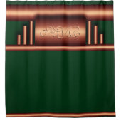Art deco monogram op messing en Killarney groen Douchegordijn (Voorkant)