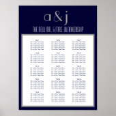 Art Deco Monogram Wedding 150 Gast Seating Chart Poster
