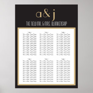Art Deco Monogram Wedding Seating Chart 2 Poster