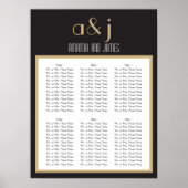Art Deco Monogram Wedding Seating Chart Poster (Voorkant)
