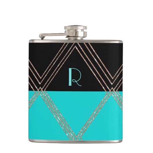 Art Deco Monogrammed Custom Flask Heupfles (Voorkant)