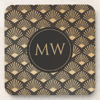 Art Deco Monogrammed Gatsby  Fan Pattern
