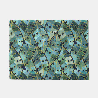 Art Deco Monstera Tropische bladeren in blauw groe Deurmat