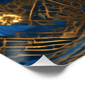 Art Deco Mooie Vrouw Blauw en Goud Perfect Poster (Hoek)