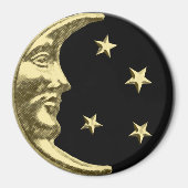 Art Deco Moon en Stars - zwart en goud Magneet (Voorkant)