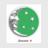 Art Deco Moon en sterren - Jade Green en Silver Sticker (Vel)