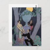  Art Deco Moonlight Love Triangle Post Card Briefkaart (Voorkant / Achterkant)