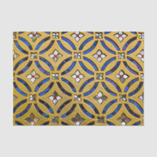 Art Deco Mosaic Tiled Gold en Blue Tissuepapier
