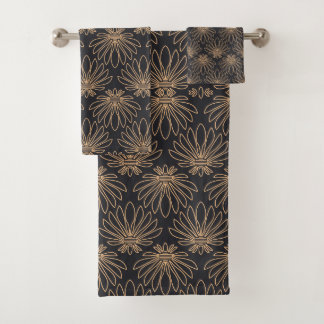 Art Deco motief met gouden bloemmotieven Bad Handdoek