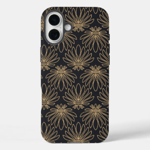 Art Deco motief met gouden bloemmotieven iPhone 16 Plus Hoesje