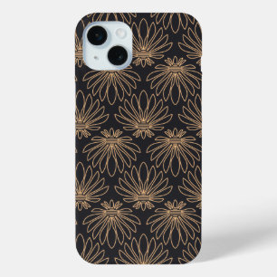 Art Deco motief met gouden bloemmotieven iPhone 15 Mini Hoesje