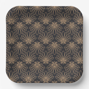 Art Deco motief met gouden bloemmotieven  Papieren Bordje