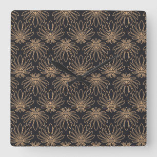 Art Deco motief met gouden bloemmotieven Vierkante Klok
