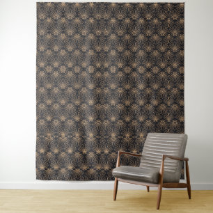 Art Deco motief met gouden bloemmotieven Wandkleed