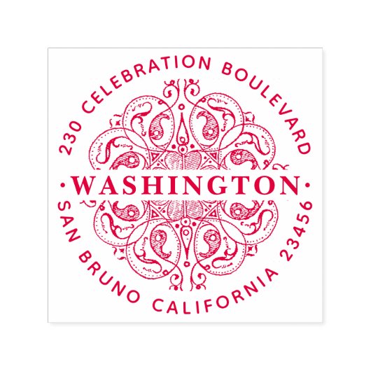 Art Deco Motif Aangepast Rond Retouradres Zelfinktende Stempel (Design)