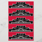 Art Deco Motif in zwart-wit en rood Briefpapier (Voorkant)