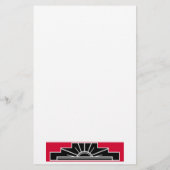 Art Deco Motif in zwart-wit en rood Briefpapier (Achterkant)